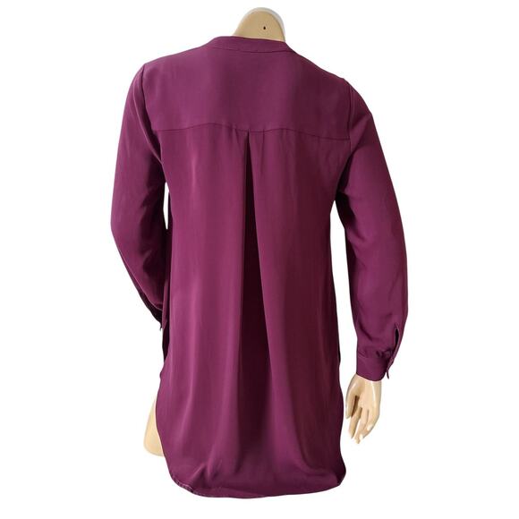 CHICOS Womens Size 0 Small Wine Purple Convertible Sleeve Button Up Tunic Shirt - Picture 8 of 11